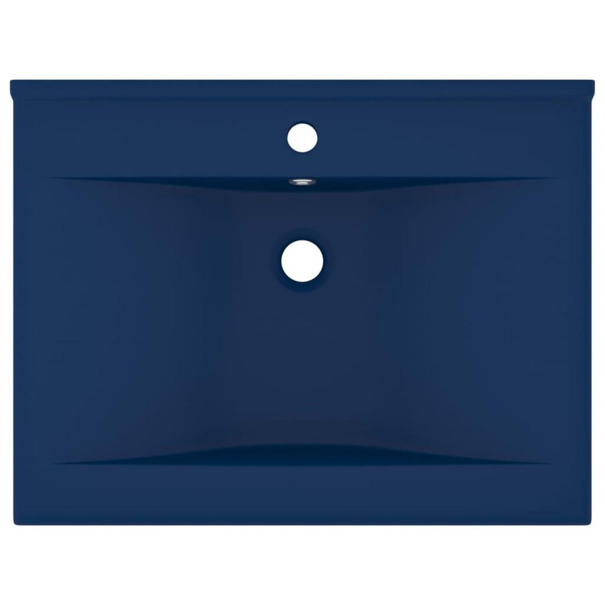 VIDAXL Lavabo avec trou de robinet Bleu fonce mat 60x46 cm Ceramique
