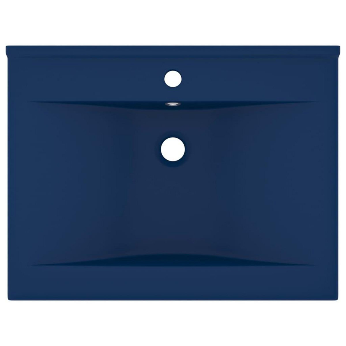 VIDAXL Lavabo avec trou de robinet Bleu fonce mat 60x46 cm Ceramique