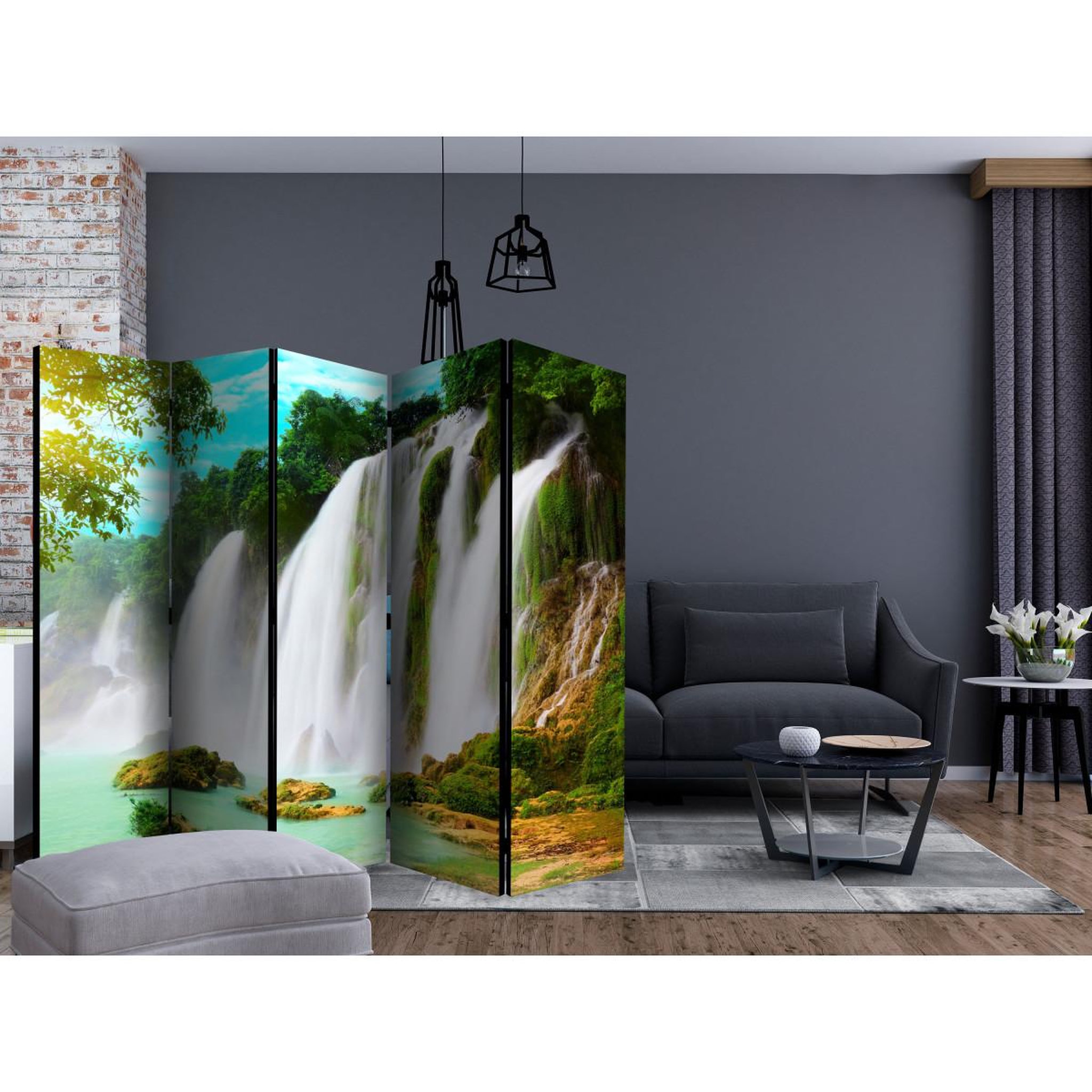 Voir la diapositive 2 : Paris Prix Paravent 5 volets  detian waterfall china  172x225cm