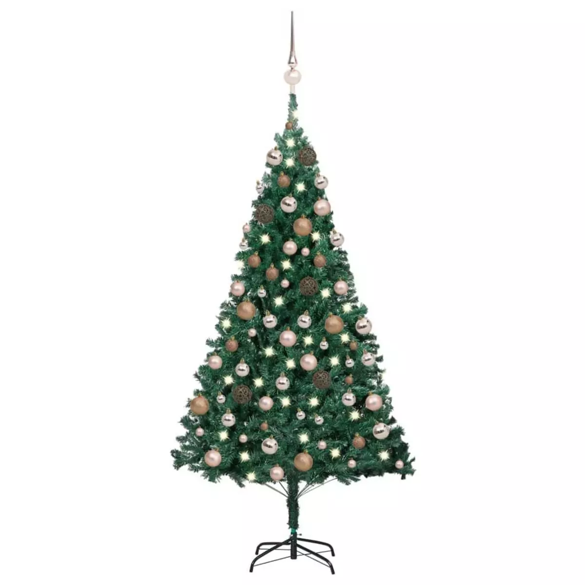 VIDAXL Arbre de Noël artificiel pre-eclaire et boules vert 120 cm PVC