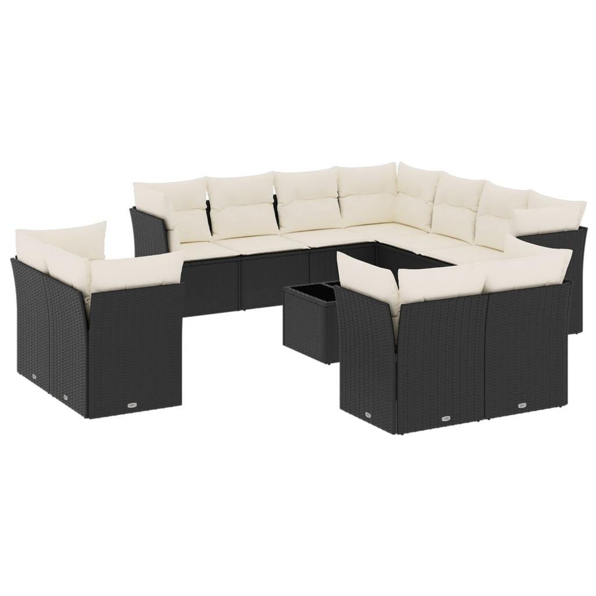Voir la diapositive 2 : VIDAXL Salon de jardin 12 pcs avec coussins noir resine tressee