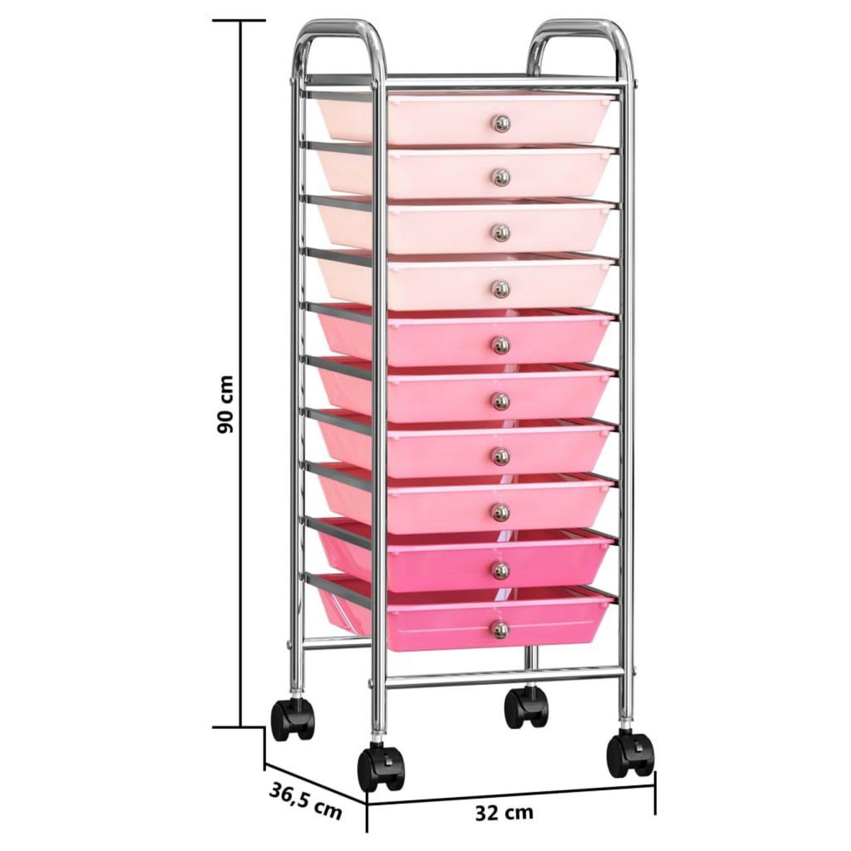 VIDAXL Chariot de rangement mobile a 10 tiroirs Ombre Rose Plastique
