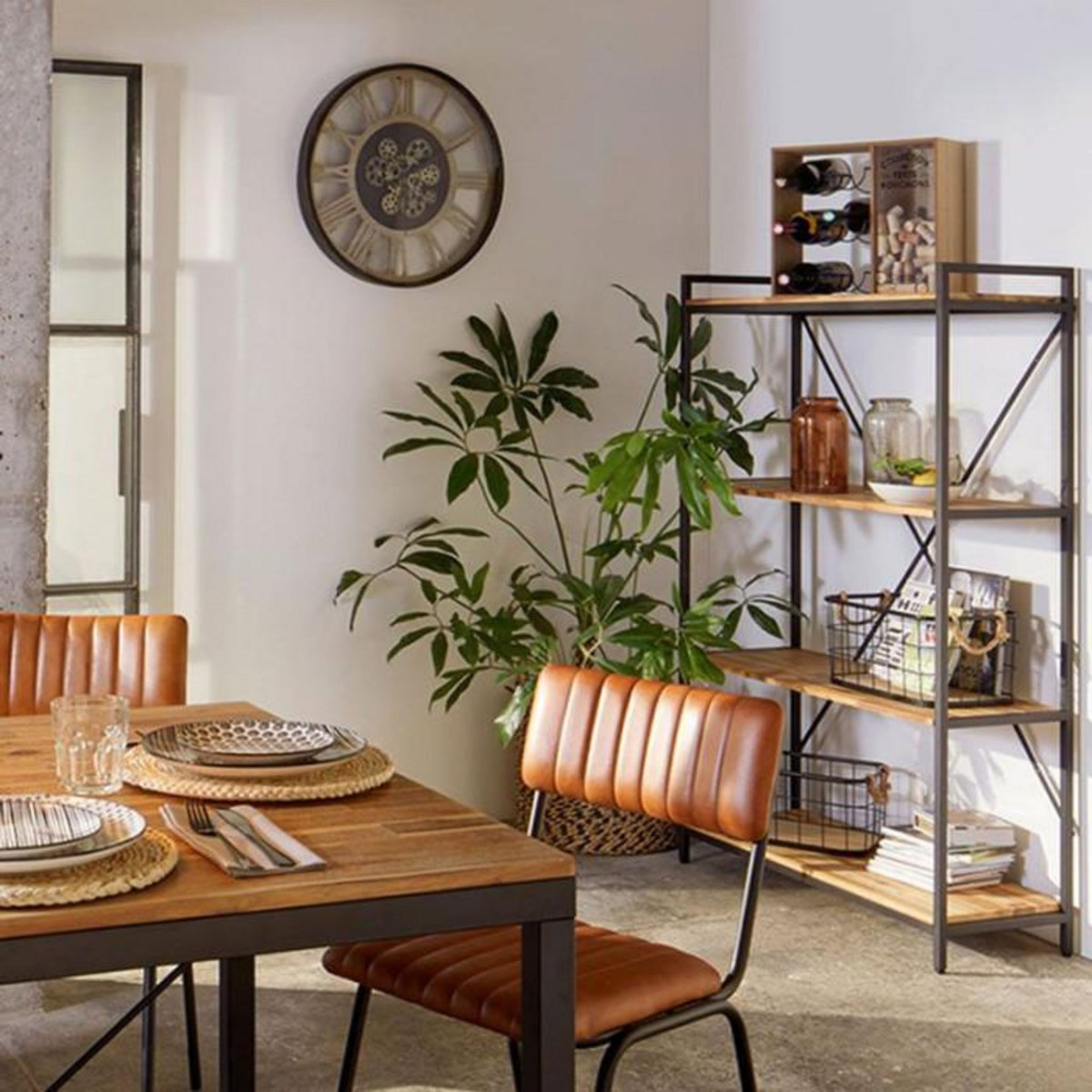 ATMOSPHERA Pendule Murale Mécanique  Paul  57cm Naturel