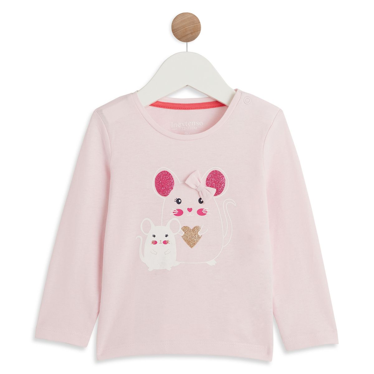 INEXTENSO T-shirt manches longues souris en coton bébé fille