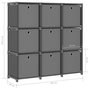 Voir la diapositive 6 : VIDAXL Etagere a 9 cubes avec boîtes Gris 103x30x107,5 cm Tissu