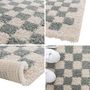 Voir la diapositive 3 : SWEEEK Tapis intérieur shaggy poils longs damier bleu clair et crème