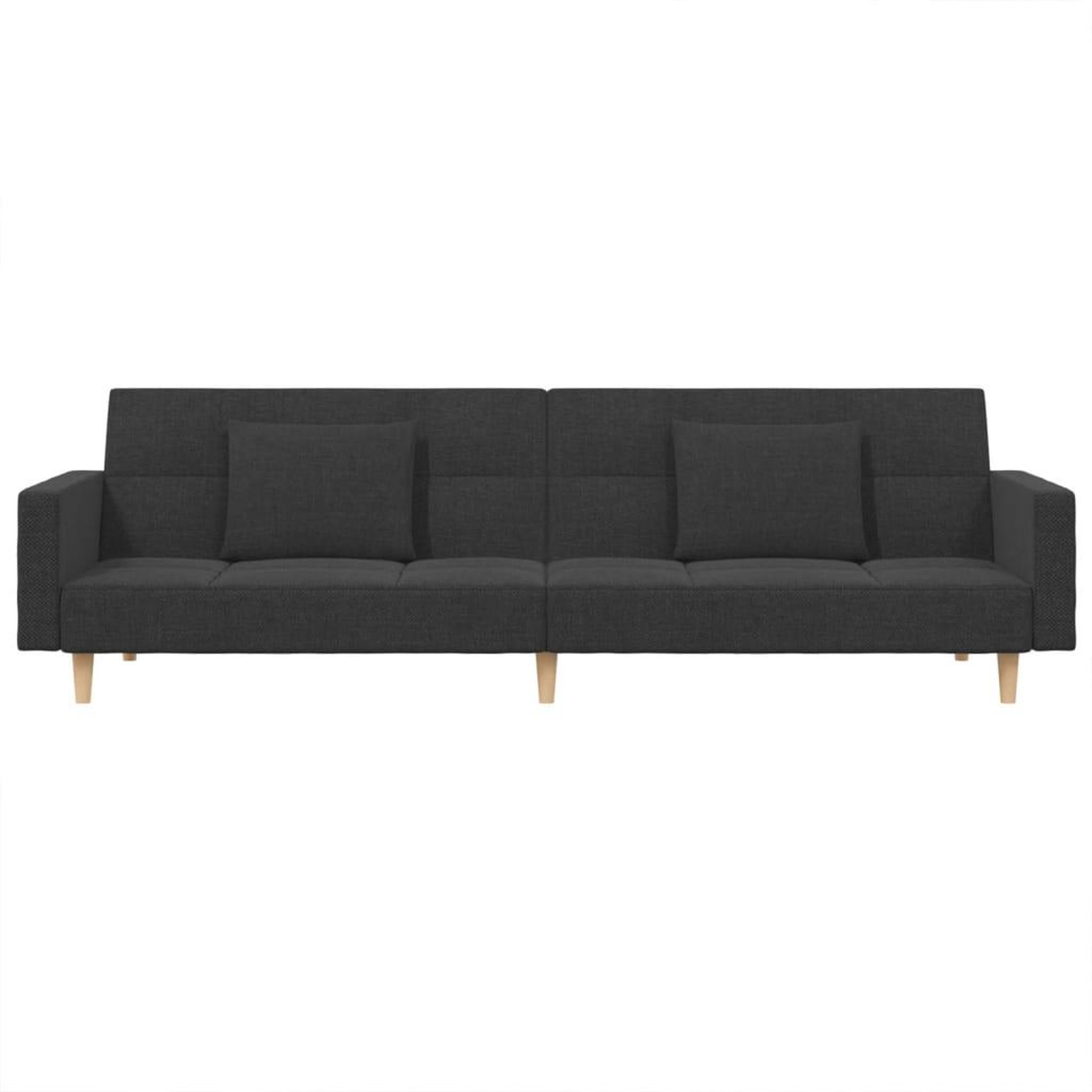 Voir la diapositive 4 : VIDAXL Canape-lit a 2 places avec deux oreillers Gris fonce Tissu