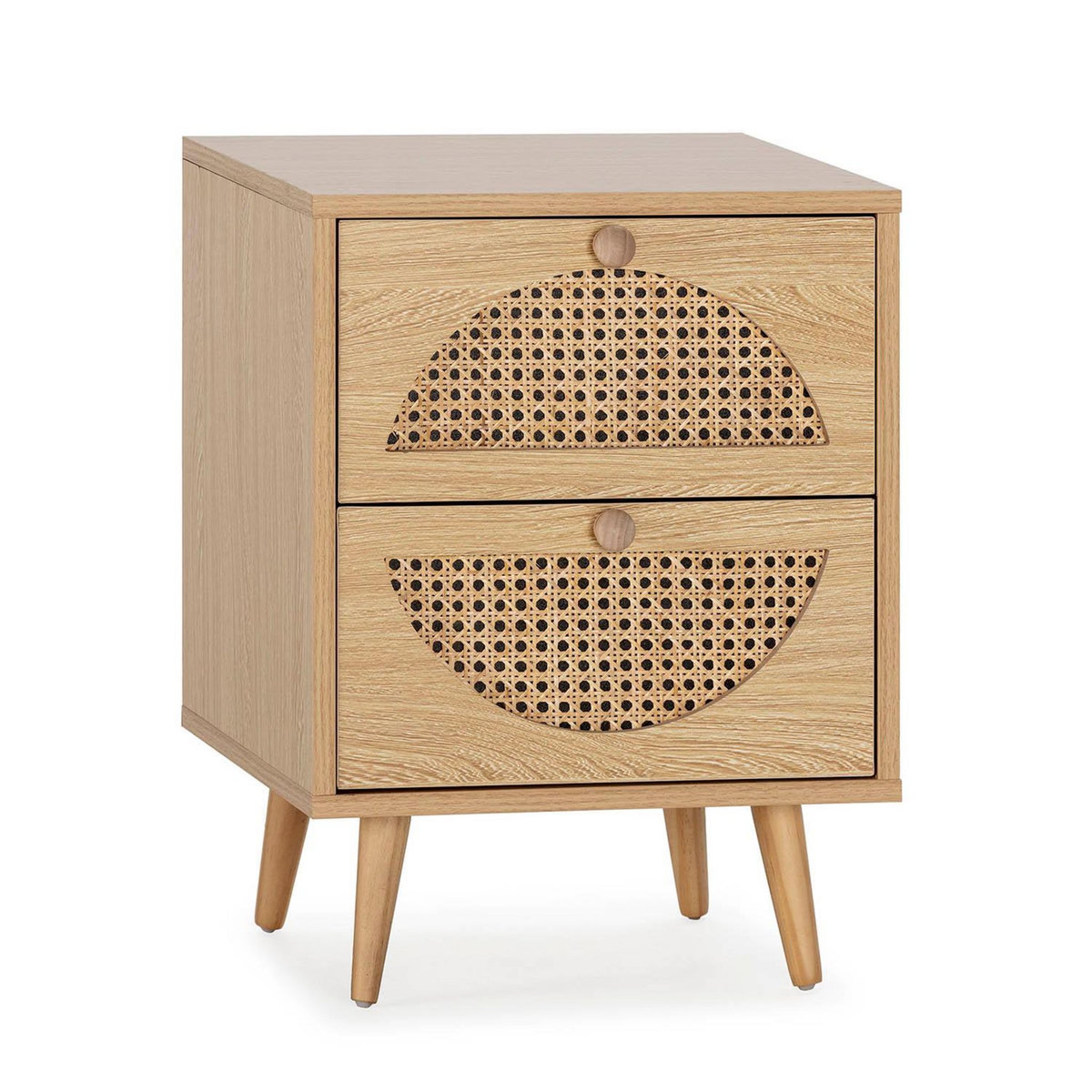 VS VENTA-STOCK Table de chevet Luna 2 tiroirs couleur chêne