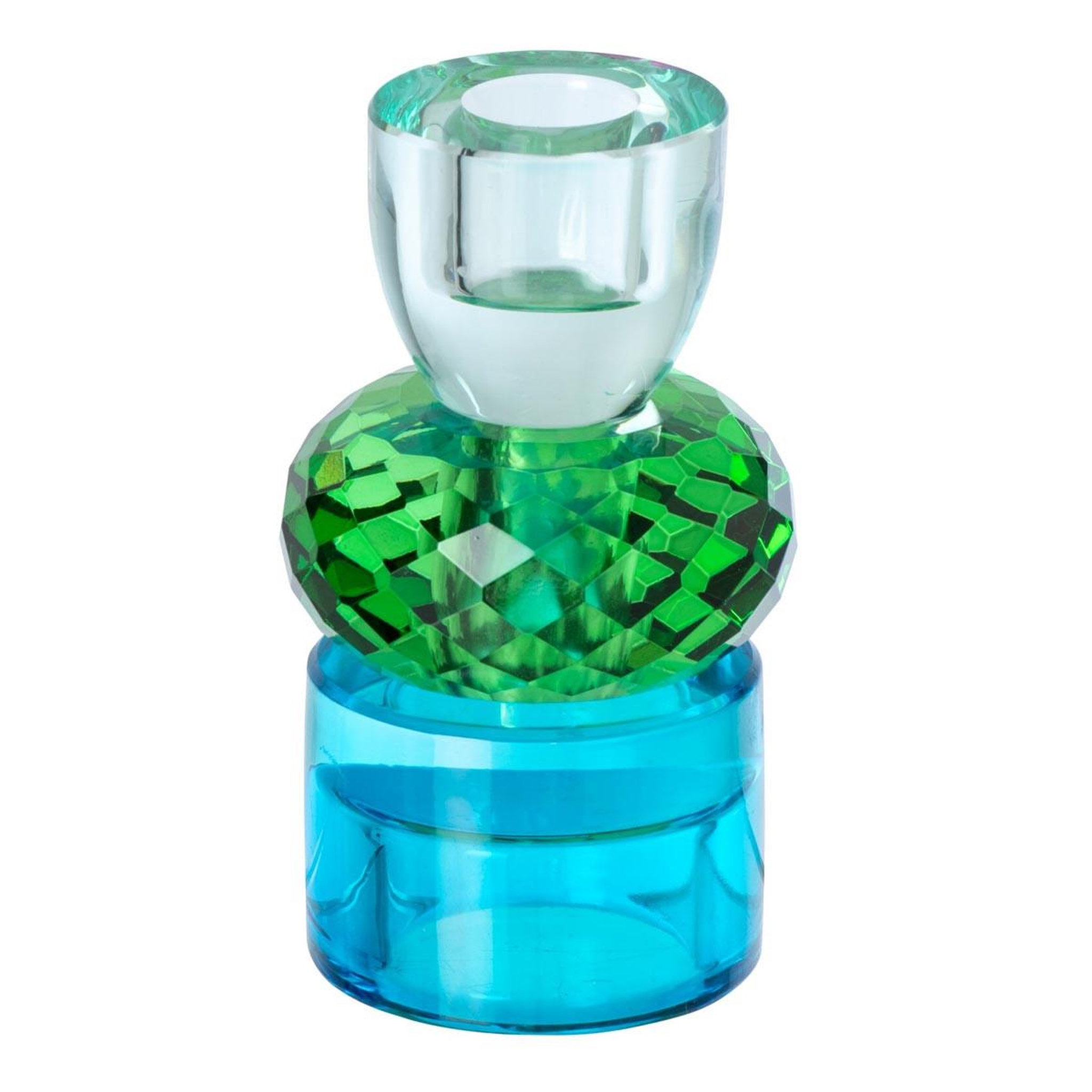 J-LINE Chandelier design en verre  taillé  11cm vert & bleu