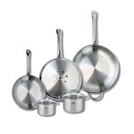 ELO Ensemble de 3 Poêles de cuisson 24, 28 et 32 cm et 2 faitouts 12 et 14 cm Elo Profi Citrin