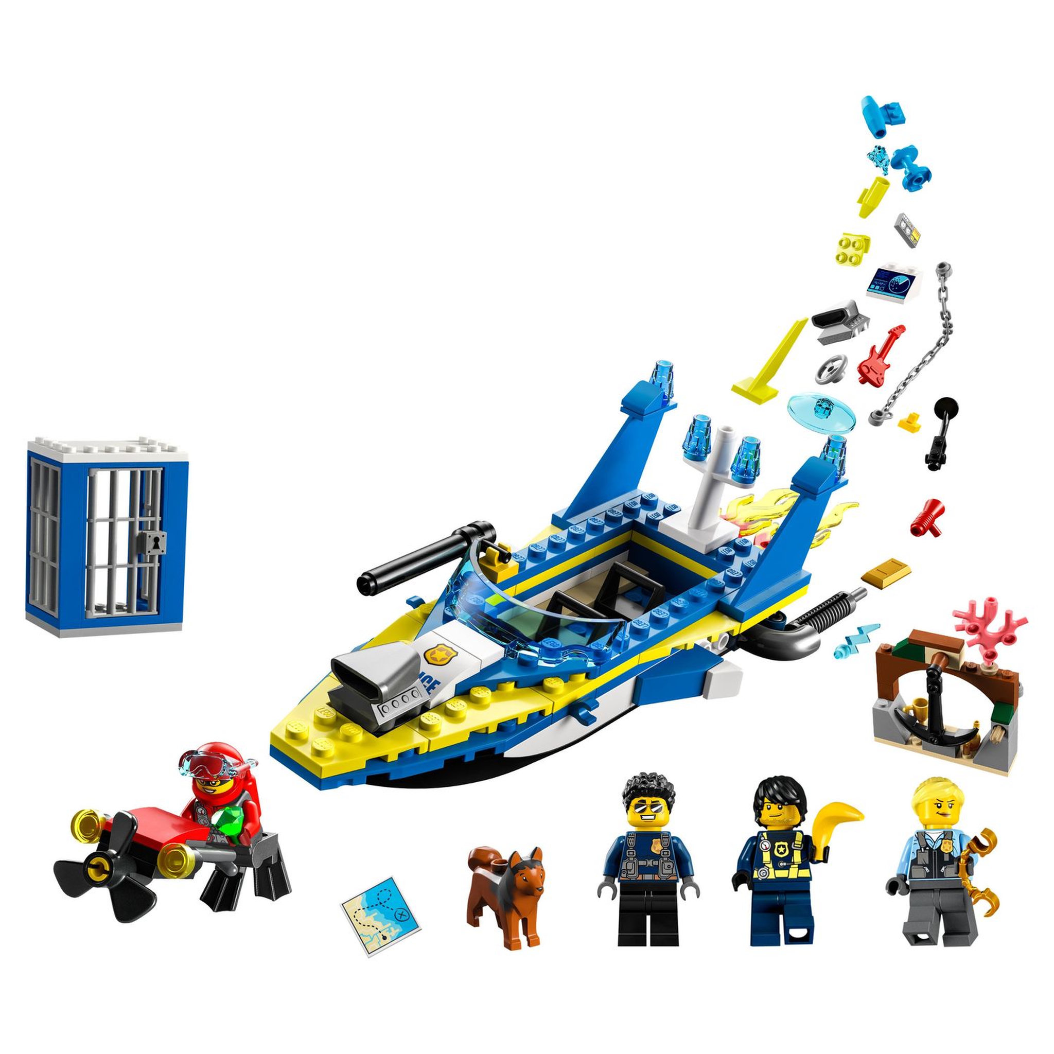 Voir la diapositive 3 : LEGO City 60355 Mission détective de la police sur l'eau, Jouet Interactif avec Bateau