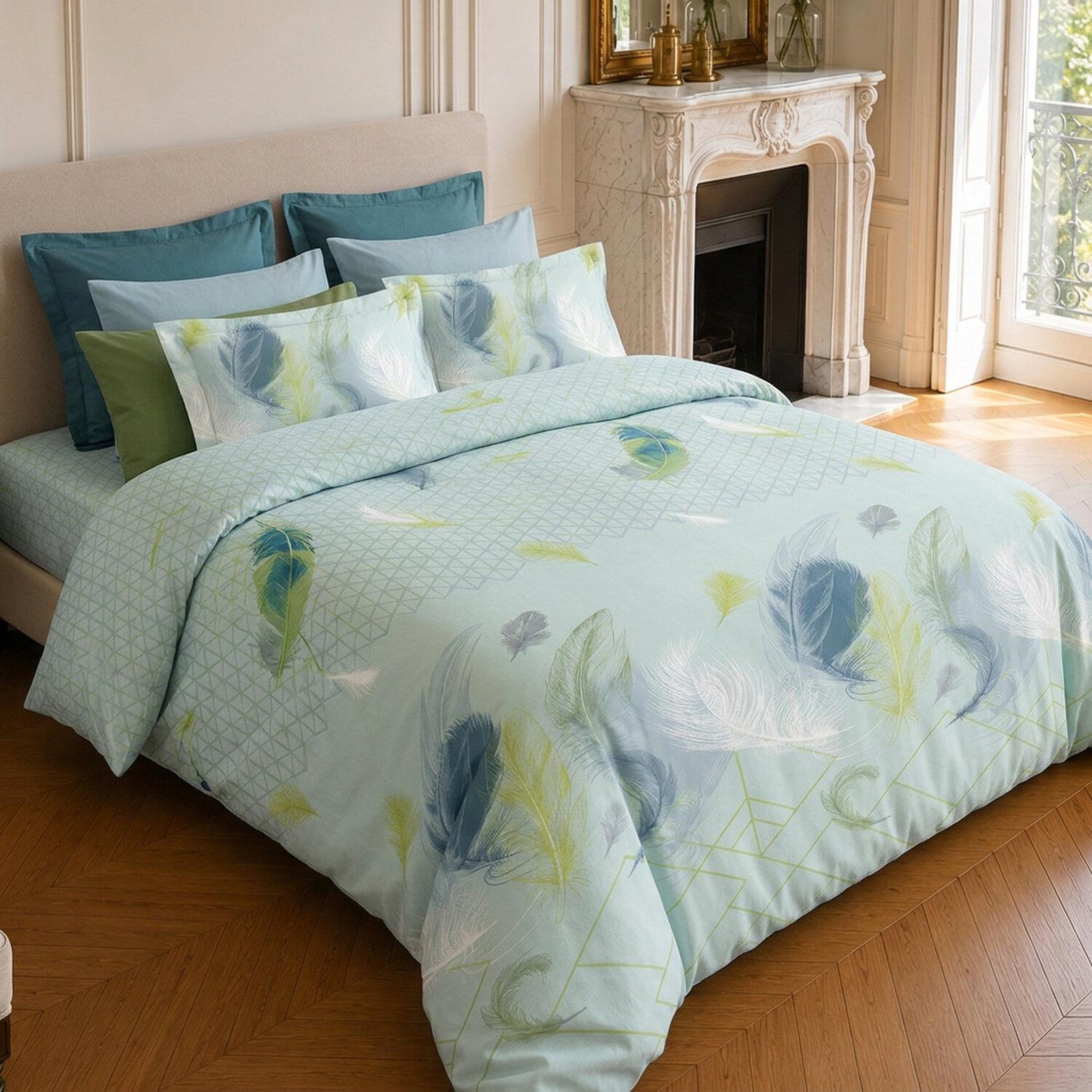 Voir la diapositive 2 : Home collection Parure housse de couette imprimée 100% microfibre - paloma - 220x240 cm