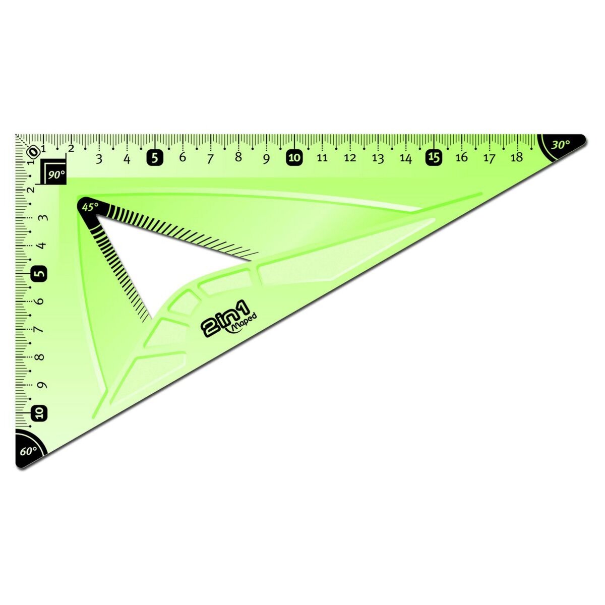 MAPED Equerre en plastique incassable 2en1 60°/45° 21cm vert