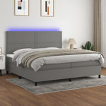 VIDAXL Sommier a lattes de lit et matelas et LED Gris fonce 200x200 cm