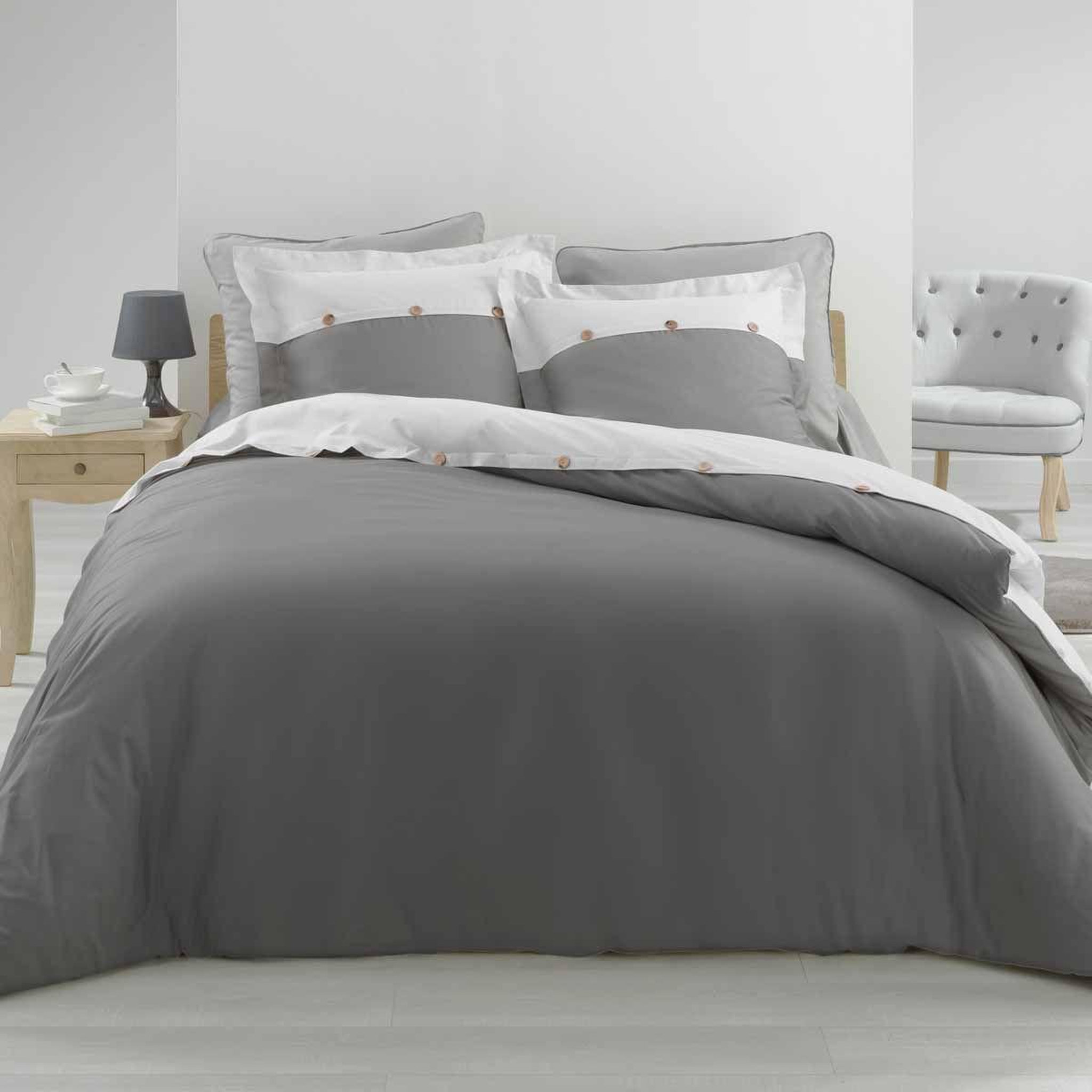 Douceur d'Intérieur Parure de lit 3 pièces  versa  240x220cm anthracite