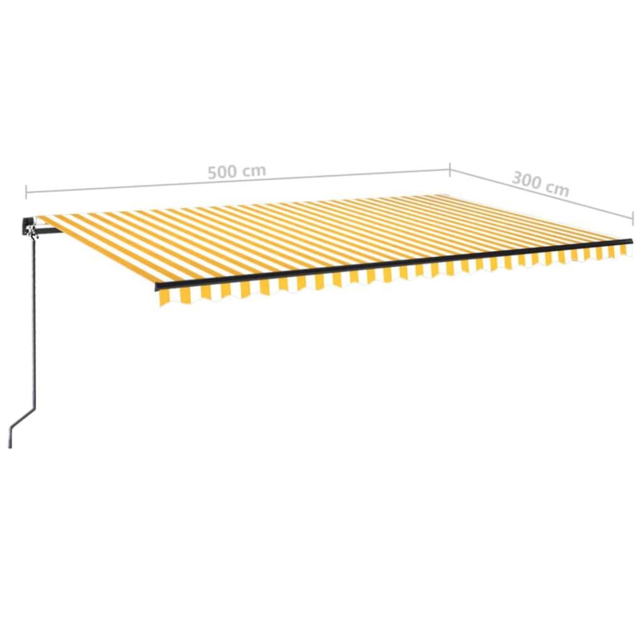 Voir la diapositive 6 : VIDAXL Auvent manuel retractable avec LED 500x300 cm Jaune et blanc