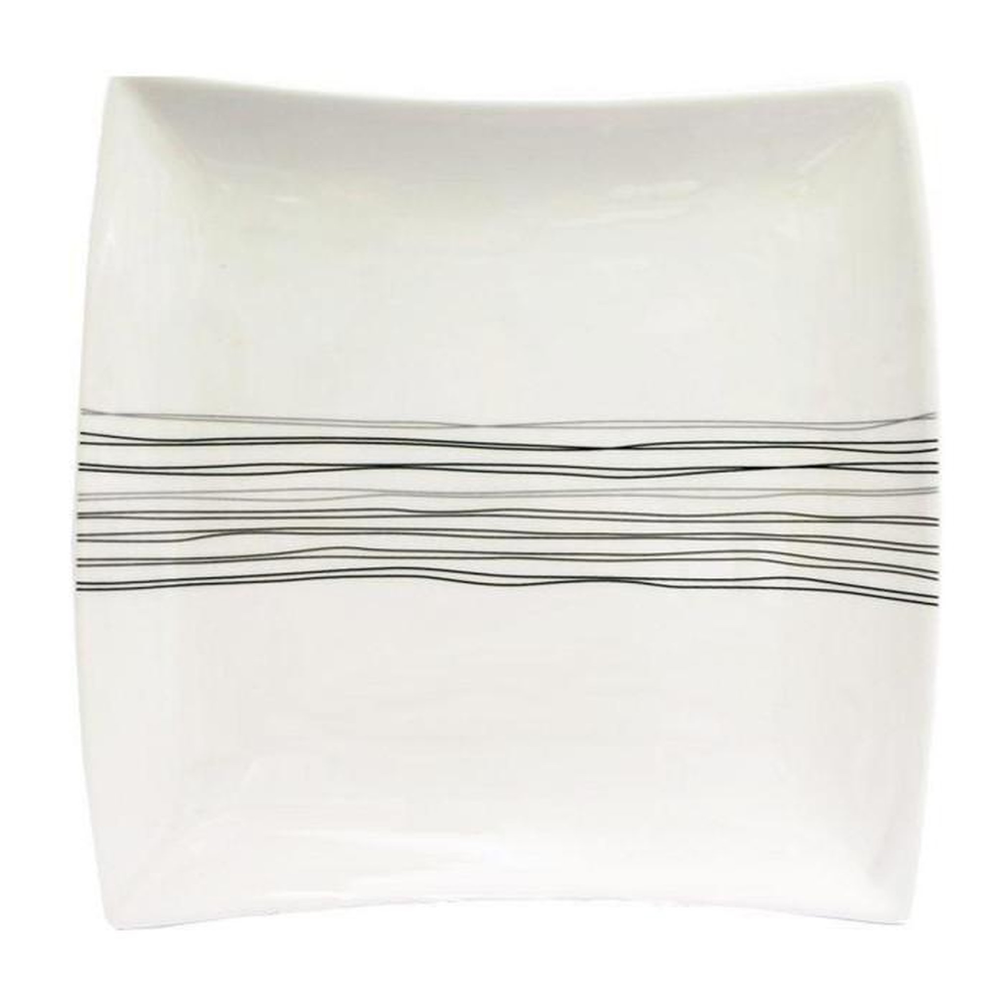 SECRET DE GOURMET Lot de 6 Assiettes Plates Carrées  Lignes  26cm Blanc