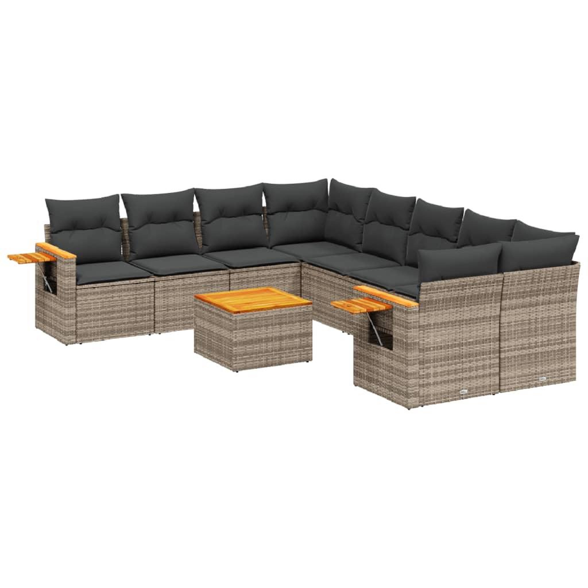 Voir la diapositive 2 : VIDAXL Salon de jardin 9 pcs avec coussins gris resine tressee