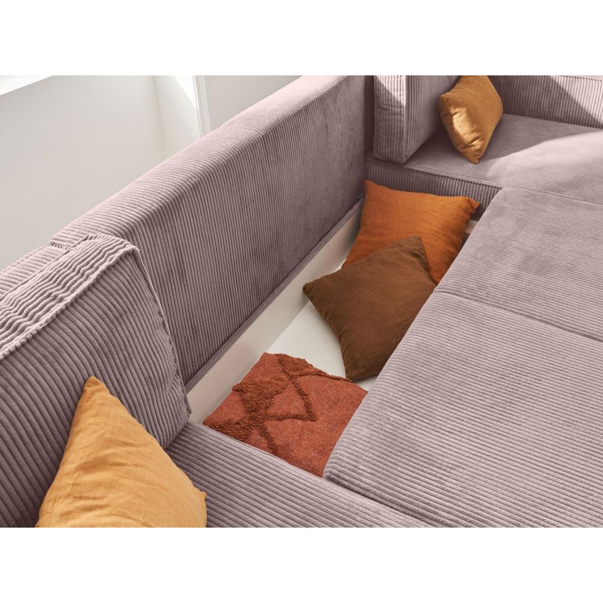 LISA DESIGN Charlie - canapé panoramique en u - 7 places - convertible avec coffre - en velours côtelé