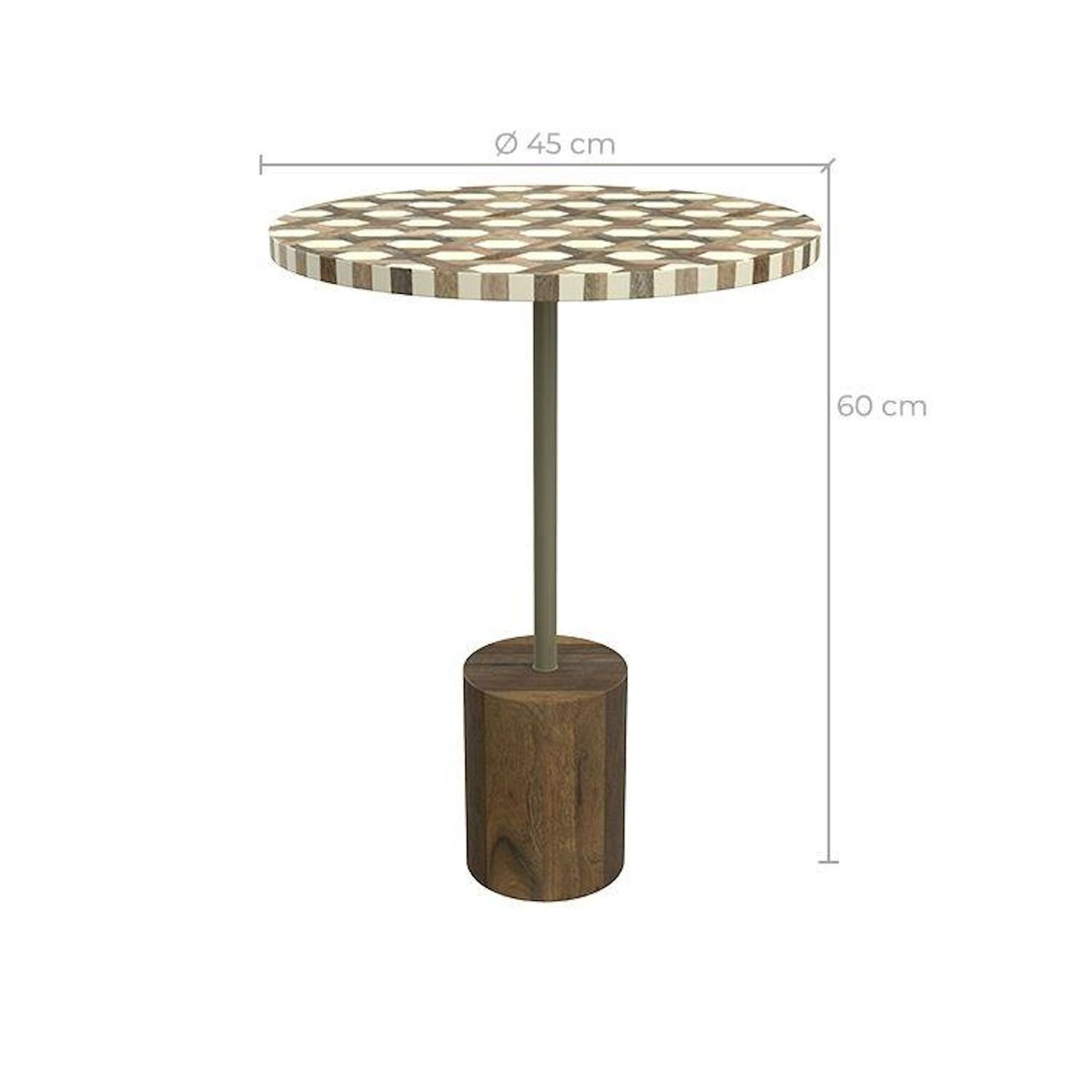 Rendez vous déco Table d'appoint ronde en bois de manguier et résine  D45 cm-Slimi