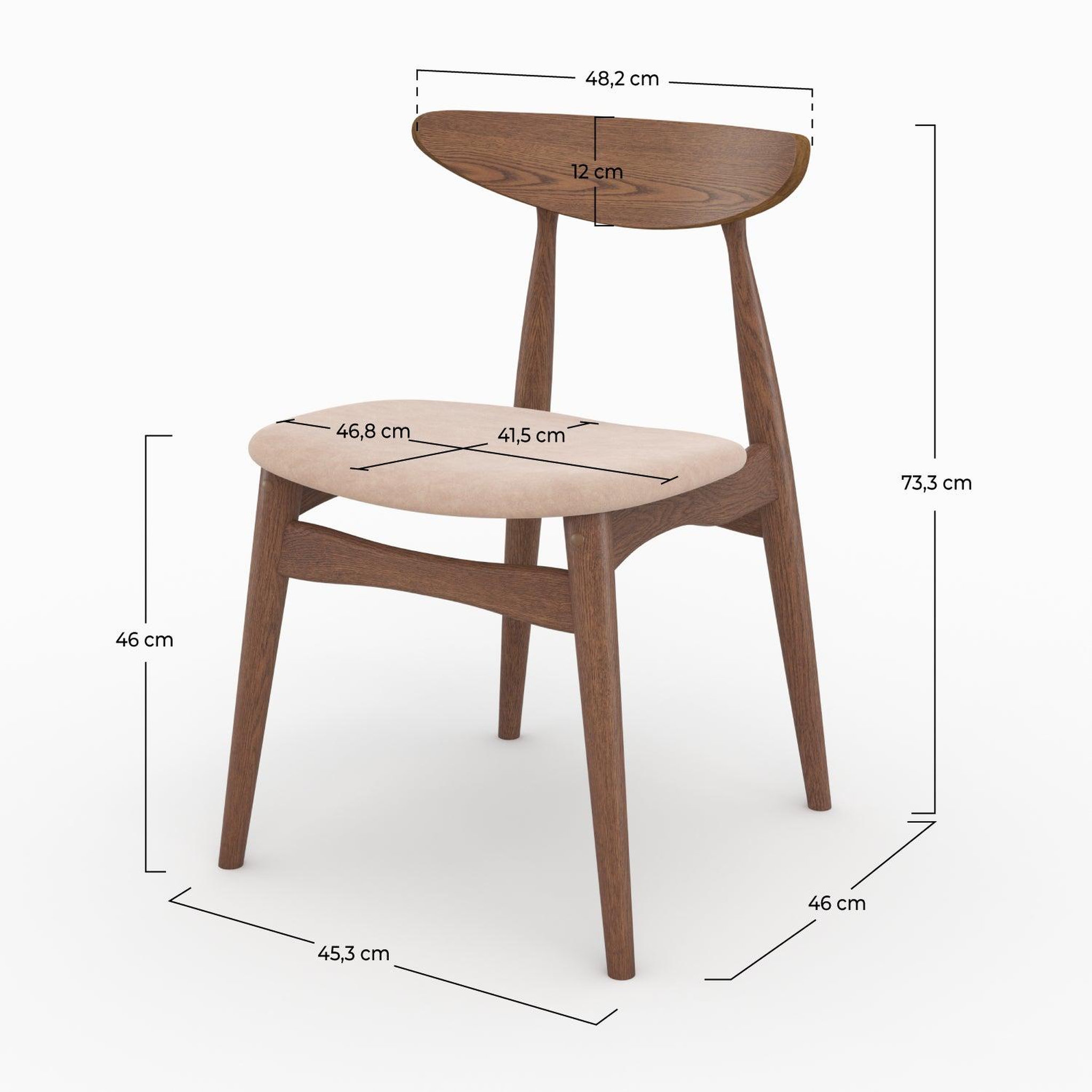 Voir la diapositive 4 : MAISON PAVANE Lot de 2 chaises en tissu beige et bois foncé d'hévéa-josette