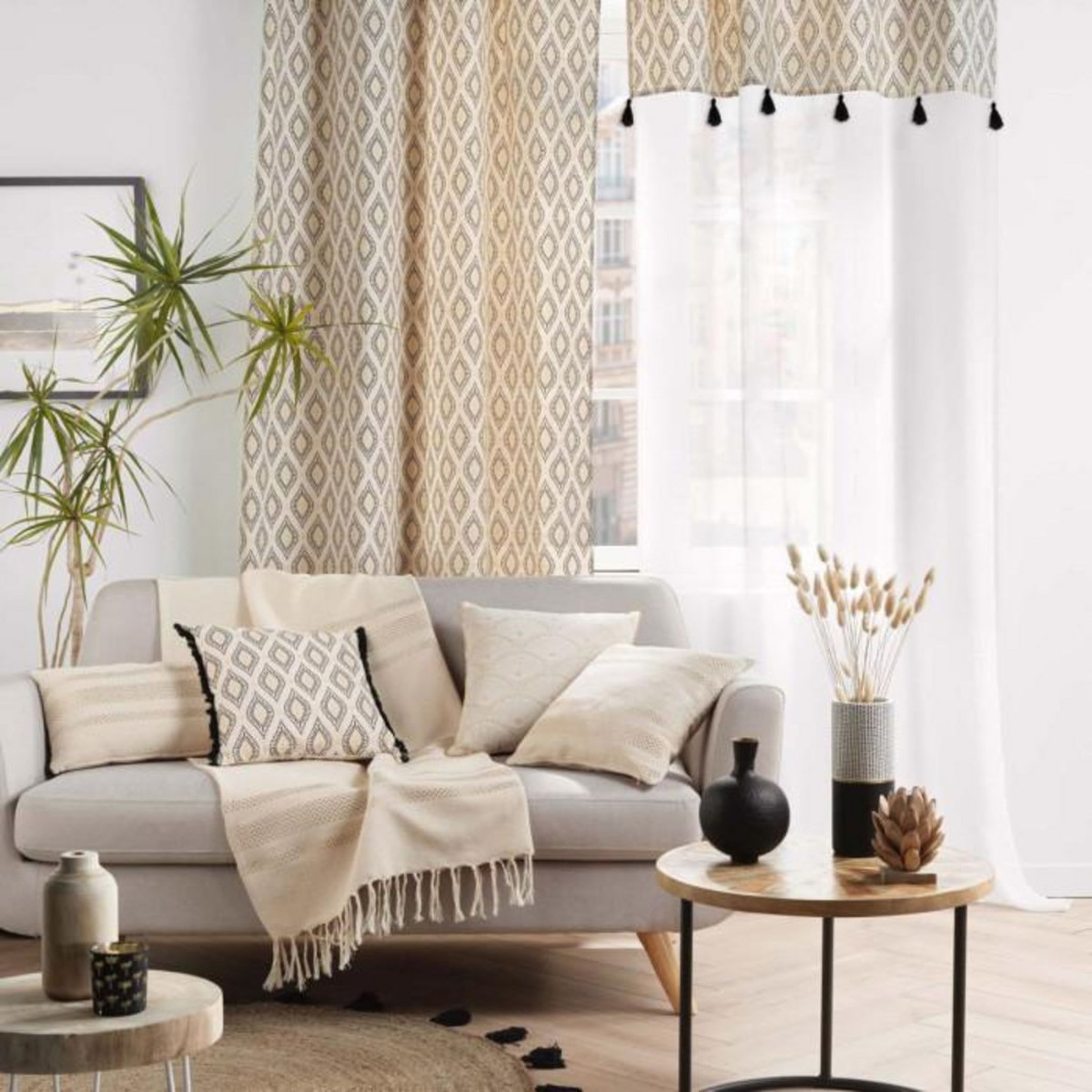 Paris Prix Rideau Voilage à Œillets  Oricia  140x240cm Beige