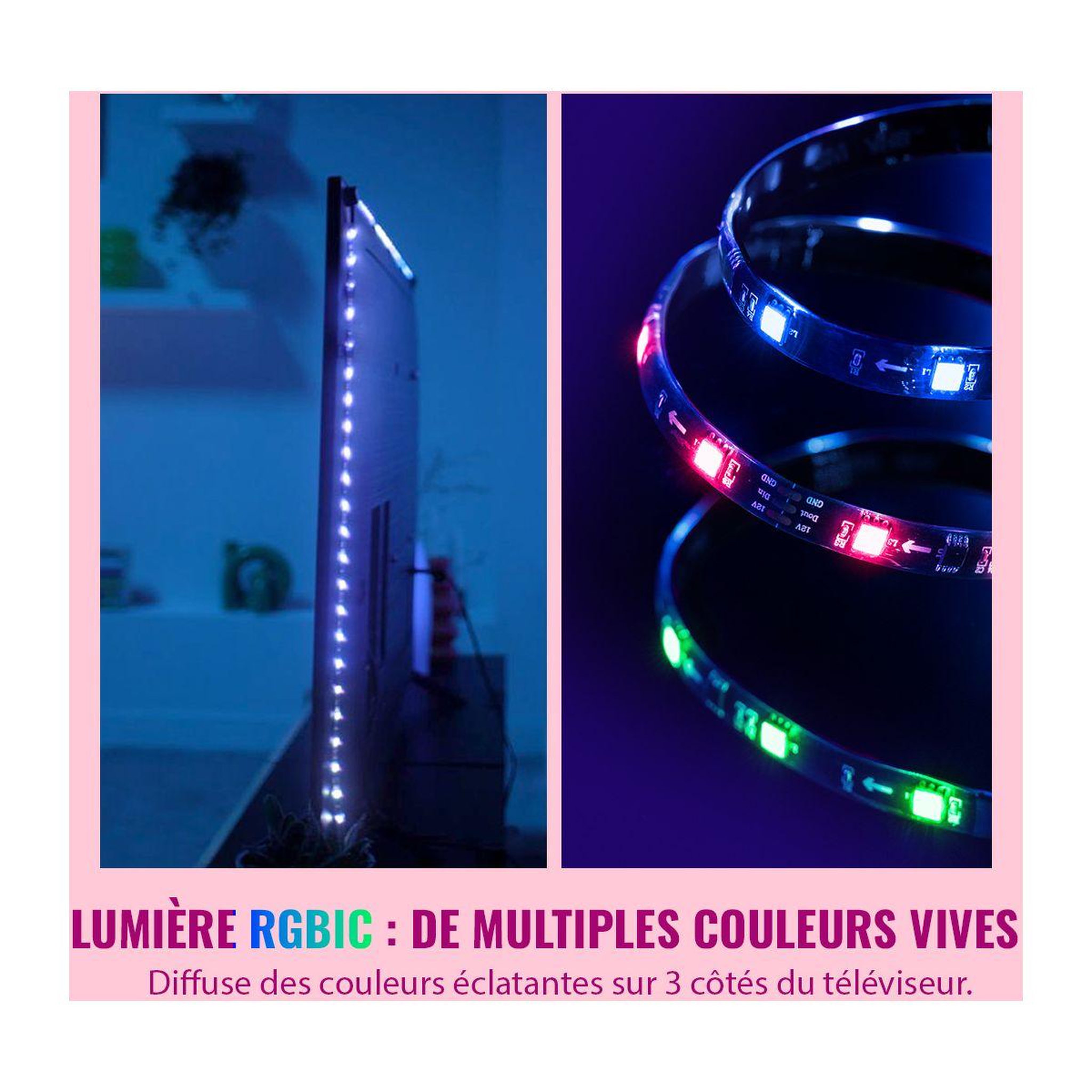 Voir la diapositive 4 : WIZ Boîtier de synchronisation HDMI Sync box+Lightstrip 55 à 65''