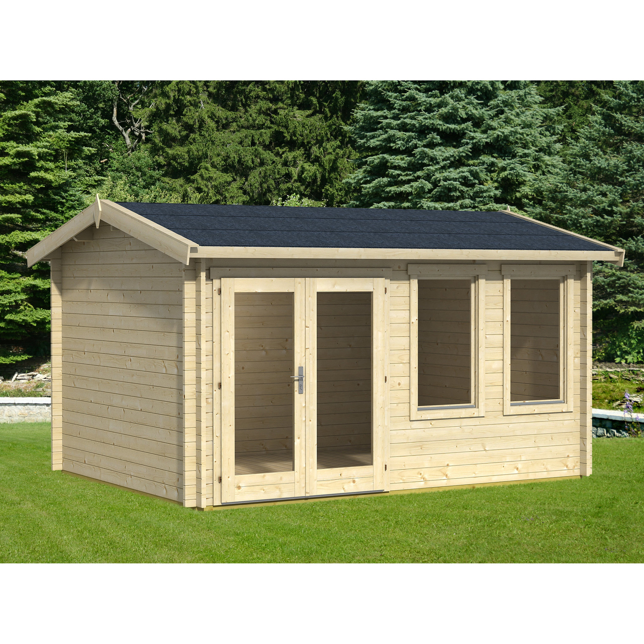 Voir la diapositive 1 : Abri de jardin bois MEUSE / 11.20m² / 40mm