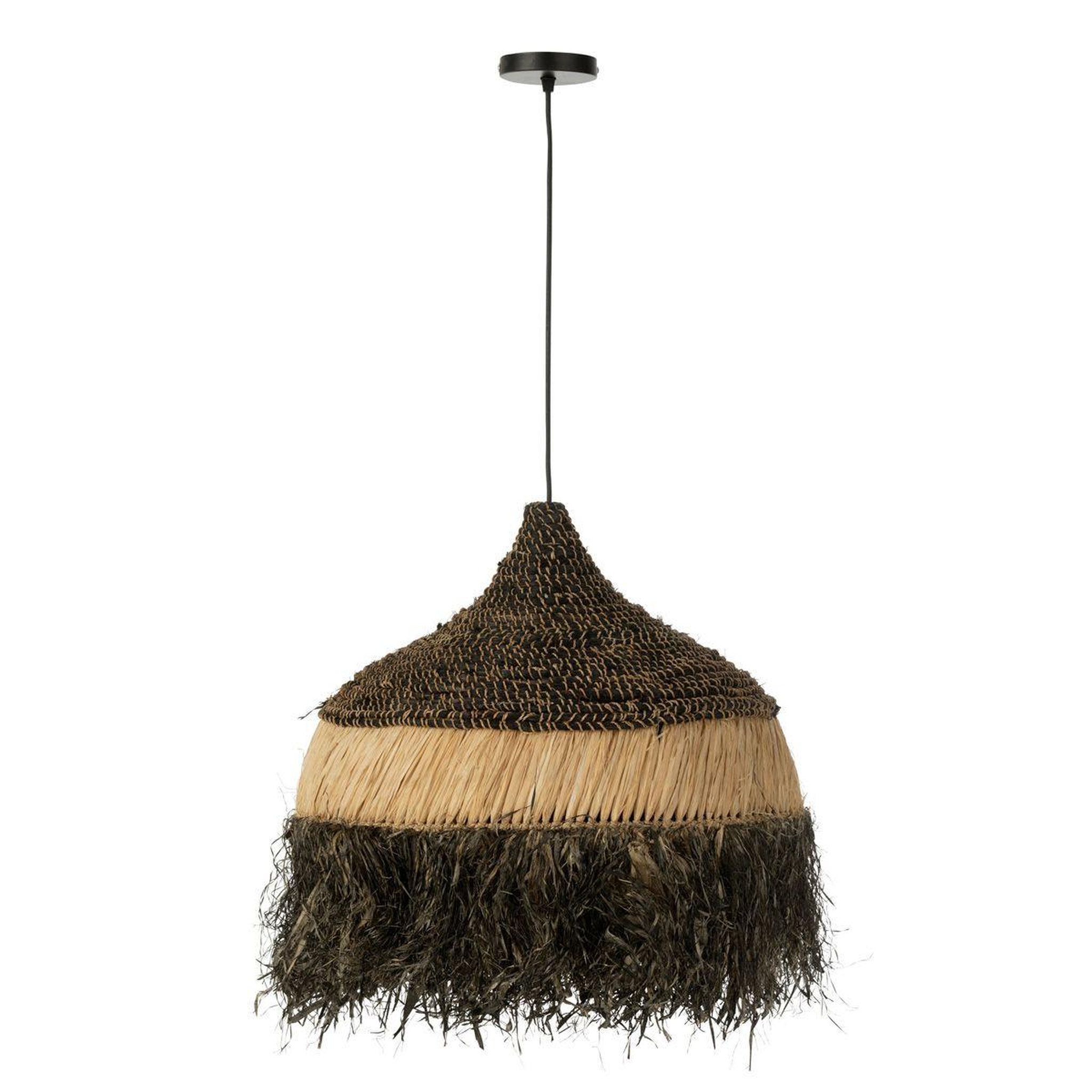 Voir la diapositive 1 : J-LINE Lampe suspension en raphia  lombok  60cm noir