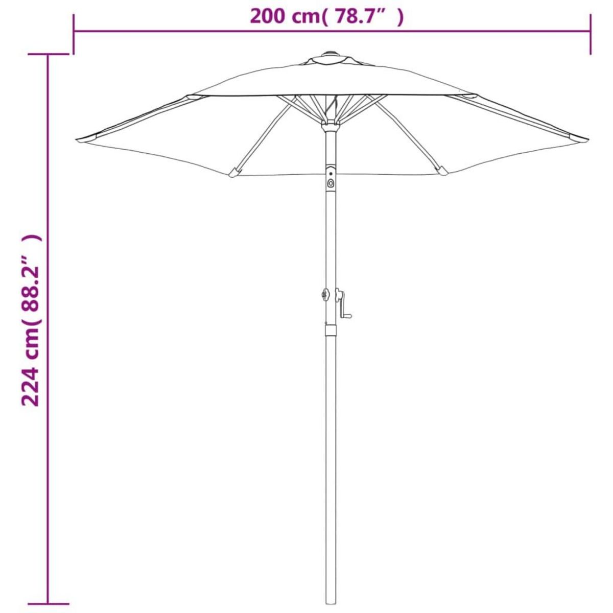VIDAXL Parasol Bleu 200x224 cm Aluminium