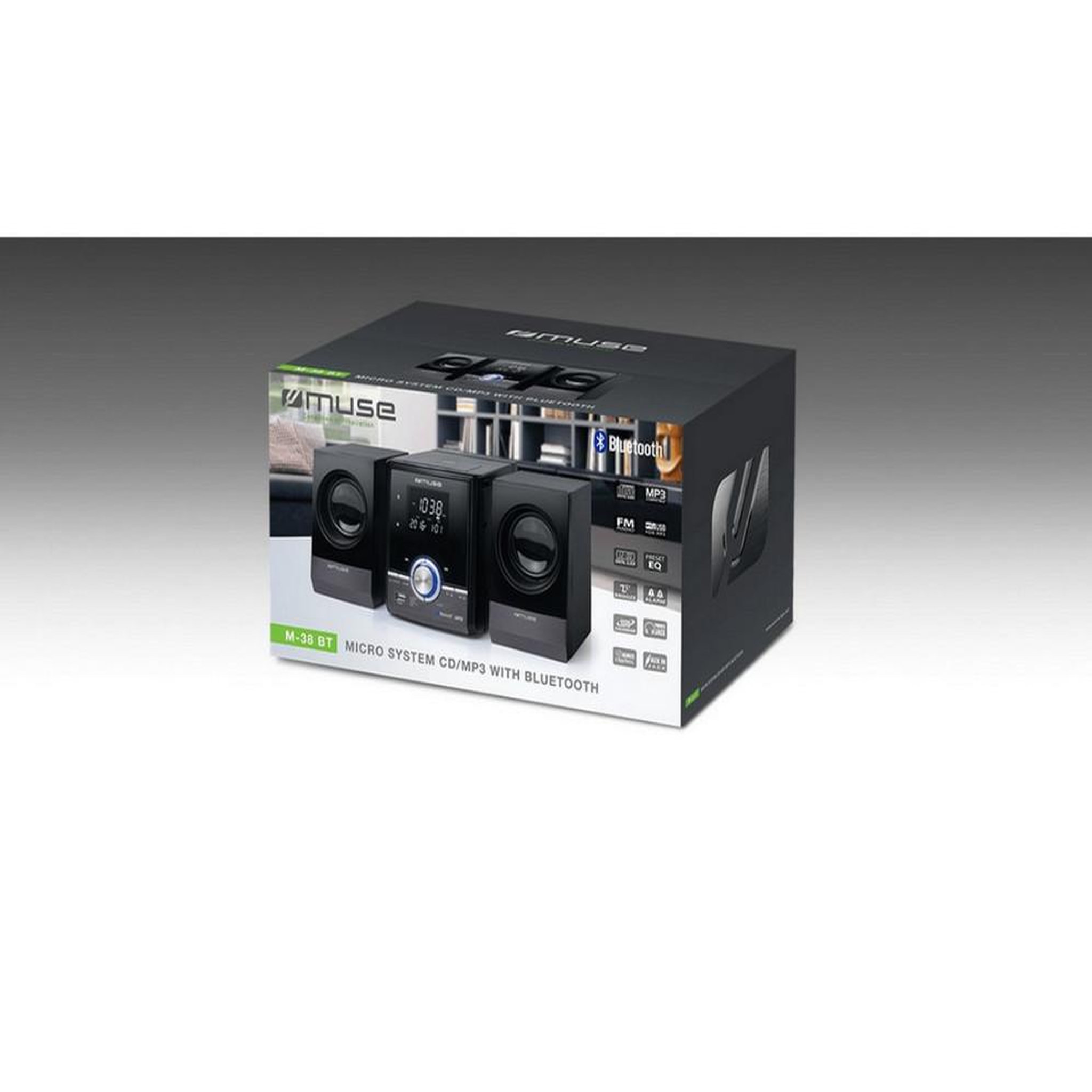Voir la diapositive 4 : Muse Micro-chaîne 10w noir avec bluetooth - m38bt