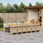 VIDAXL Ensemble a manger de jardin et coussins 13 pcs beige