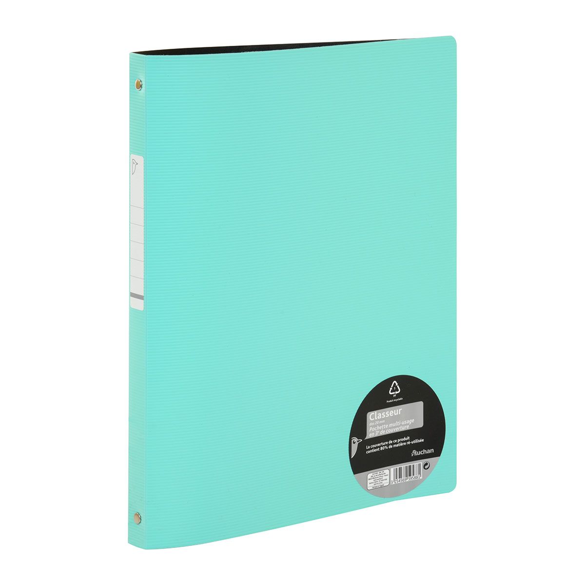AUCHAN Classeur A4 souple dos 20mm bleu turquoise