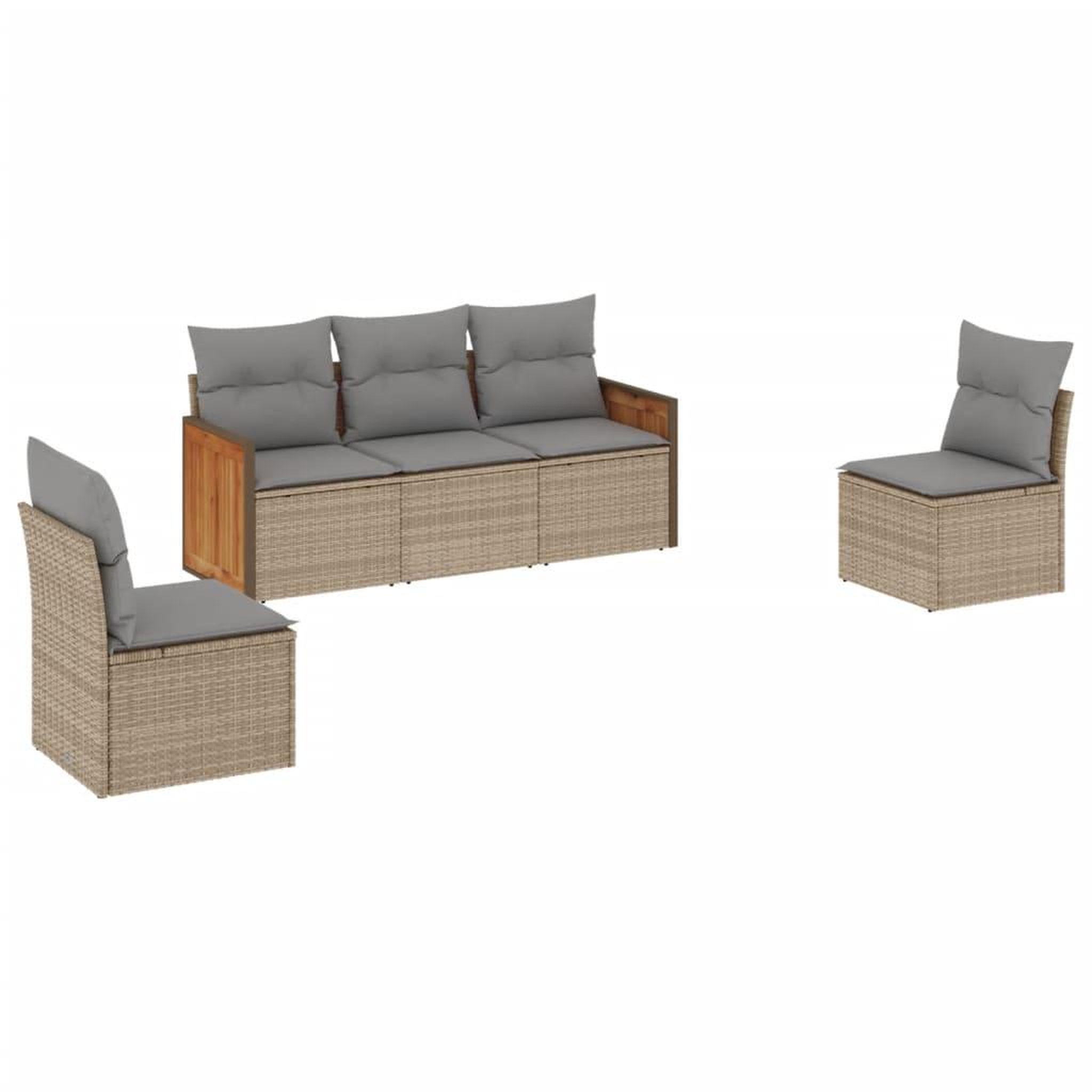 Voir la diapositive 2 : VIDAXL Salon de jardin avec coussins 5 pcs beige resine tressee