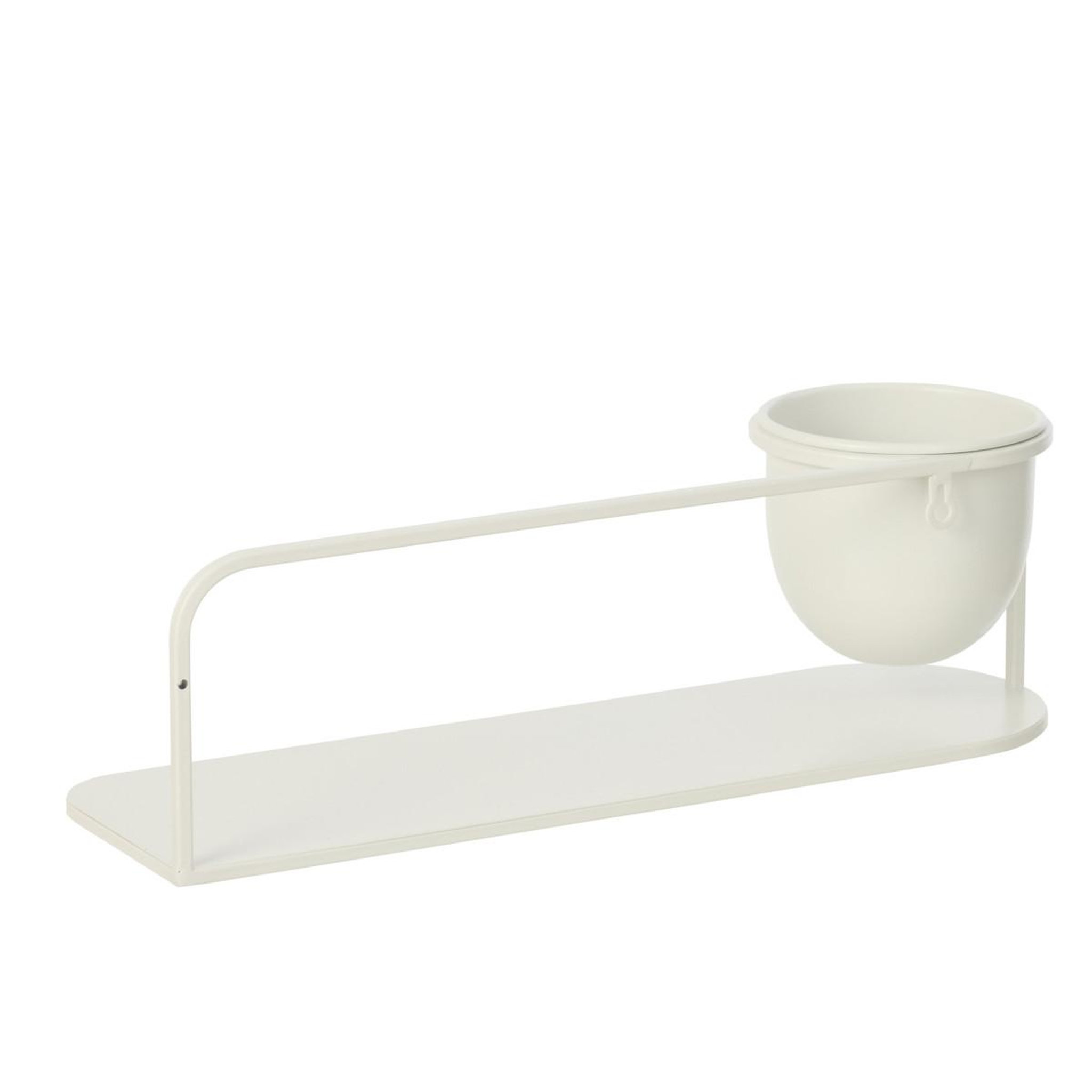 Voir la diapositive 3 : J-LINE Étagère murale avec cache-pot  duo  53cm blanc