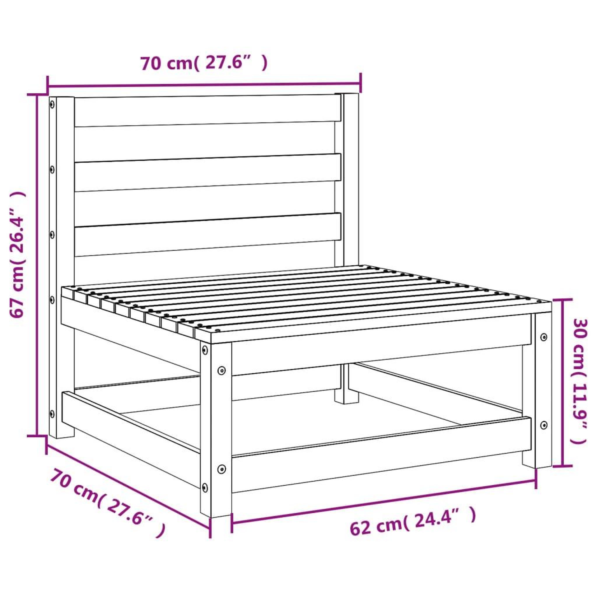 Voir la diapositive 6 : VIDAXL Canape de jardin sans accoudoirs blanc bois de pin massif