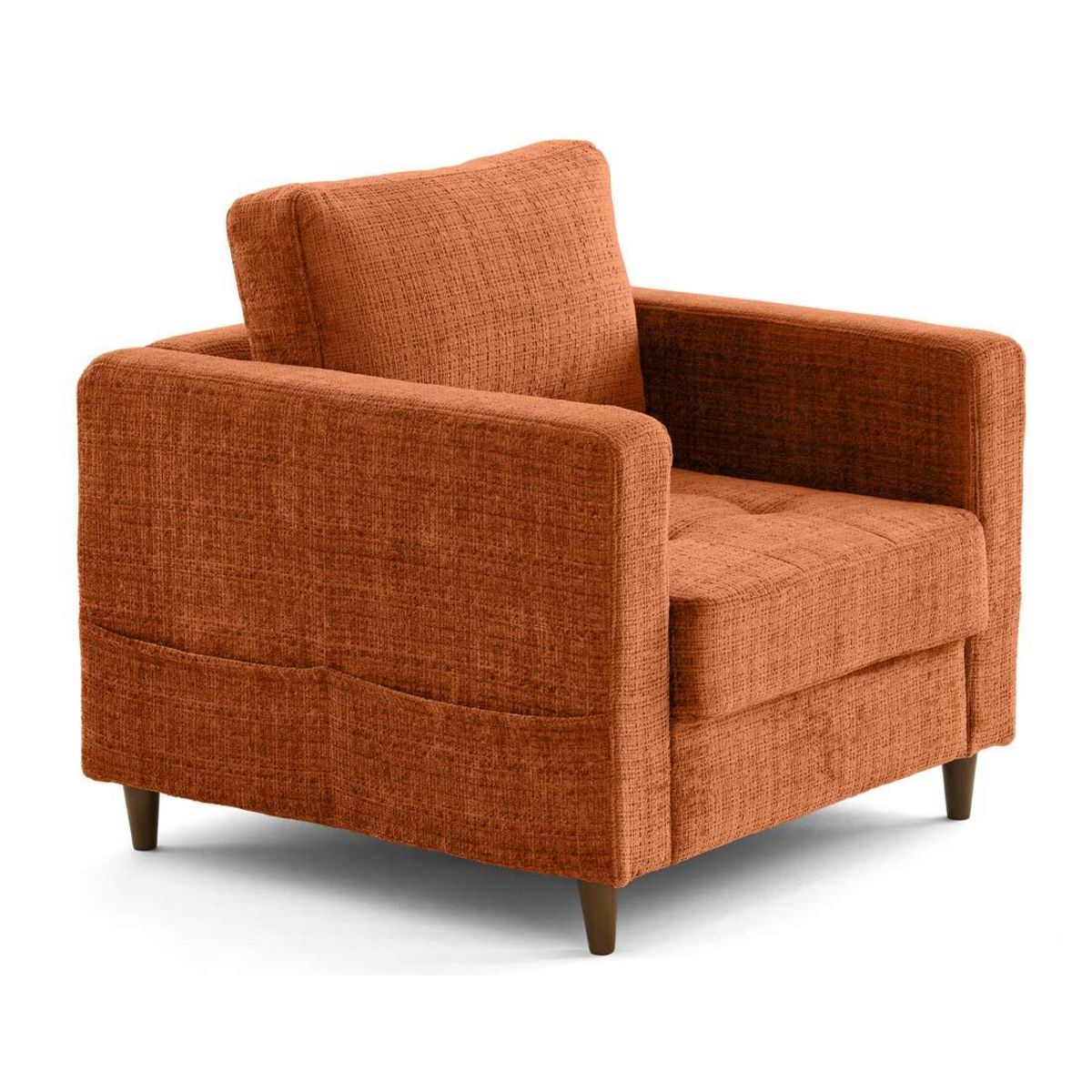 LISA DESIGN Anna - fauteuil avec poche en velours texturé - pieds en bois