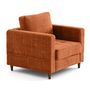 Voir la diapositive 5 : LISA DESIGN Anna - fauteuil avec poche en velours texturé - pieds en bois