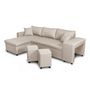 Voir la diapositive 1 : Canapé d'angle réversible convertible avec coffre + 2 poufs avec niche fixe à droite ANETTA
