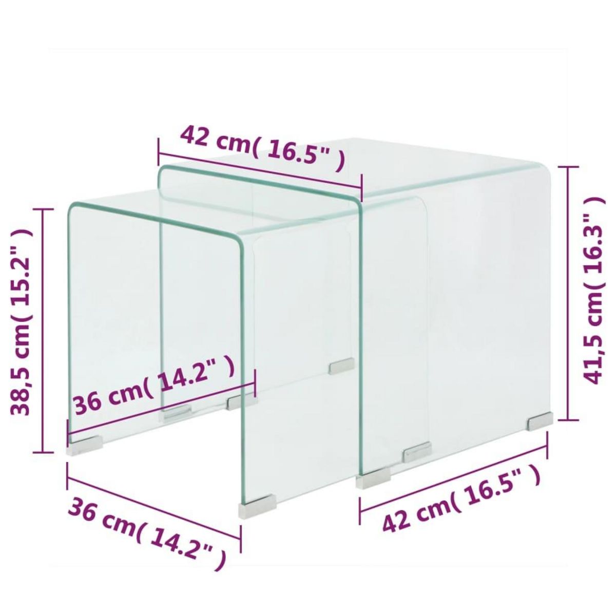 VIDAXL Ensemble de tables gigognes 2 Pieces Verre trempe Transparent