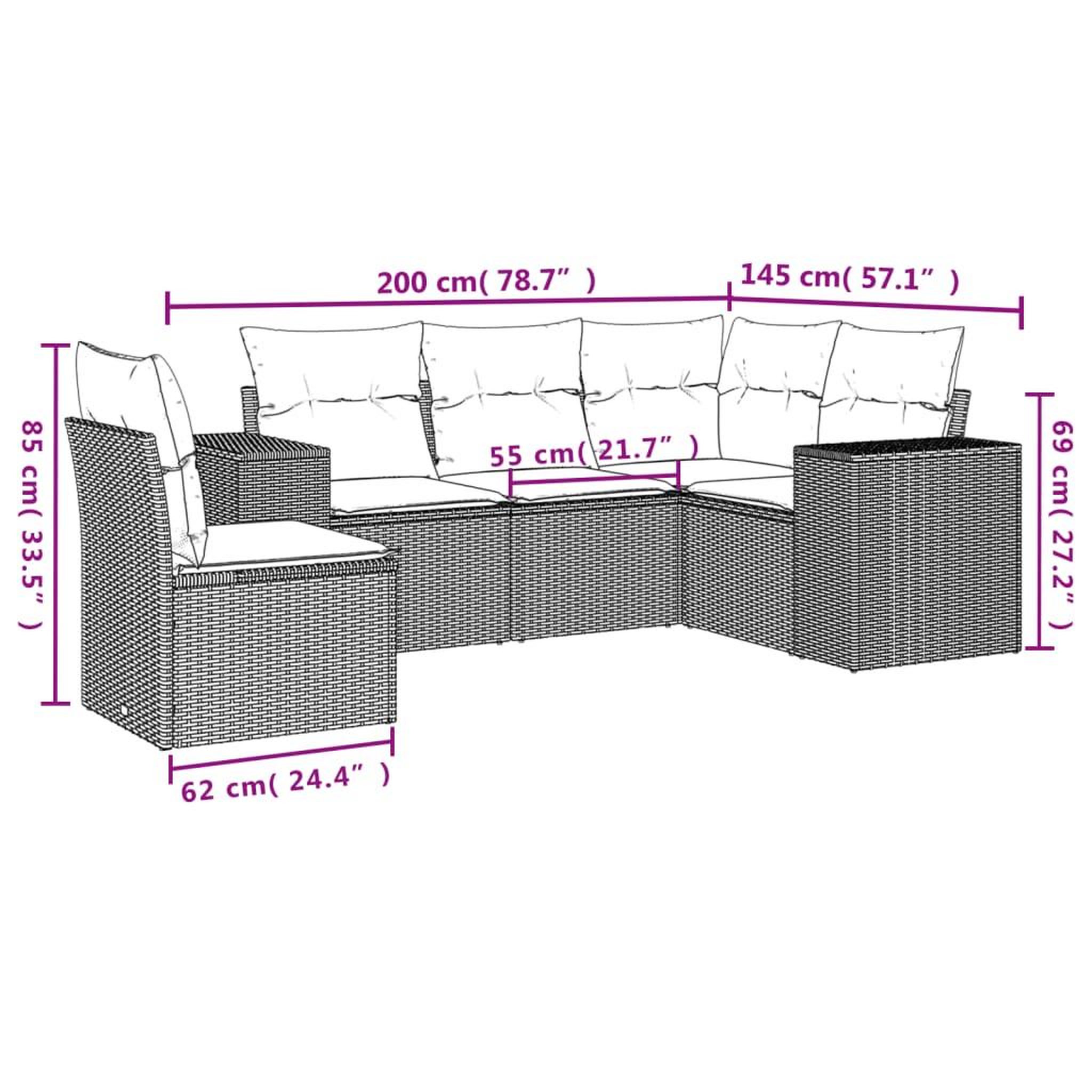 Voir la diapositive 4 : VIDAXL Salon de jardin 5 pcs avec coussins gris clair resine tressee