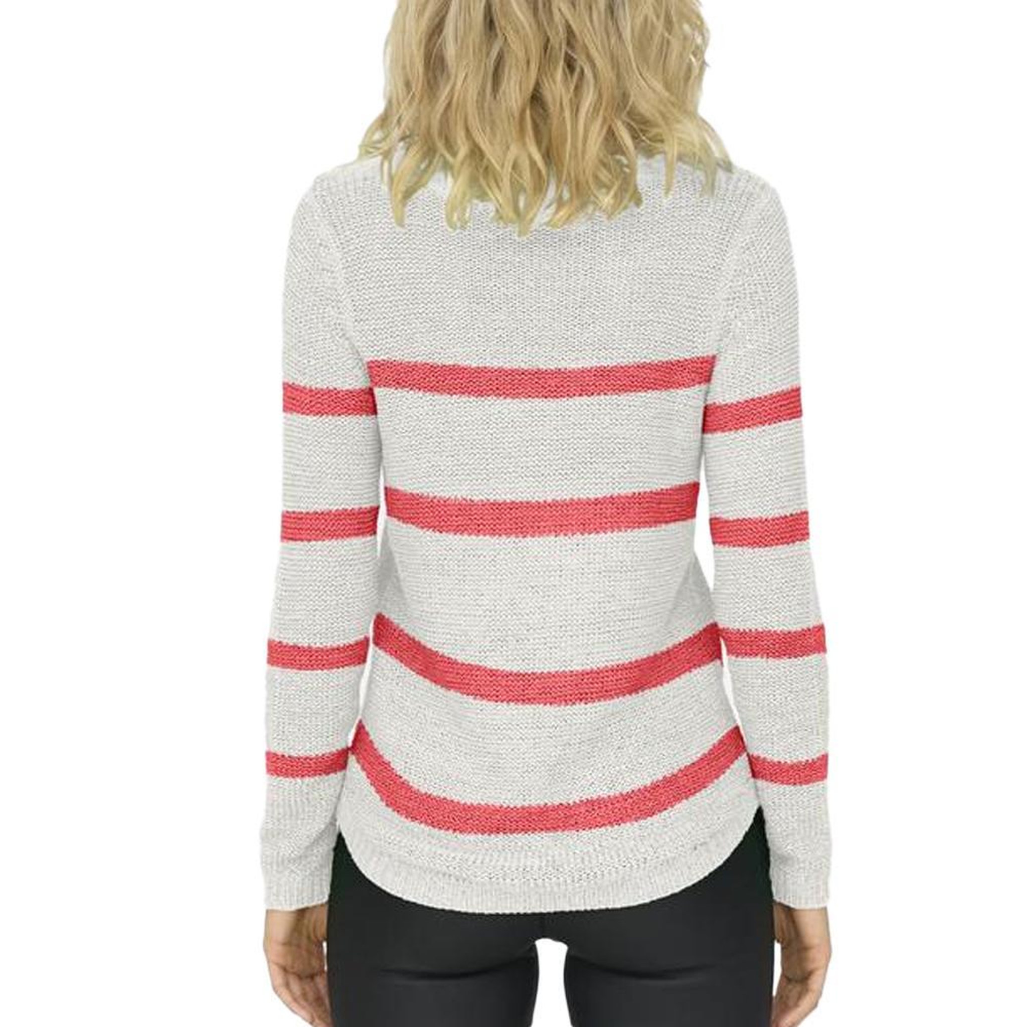 Voir la diapositive 2 : Only Pull à Rayures Ecru/Corail Femme Only Geena Xo