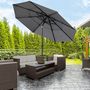 Voir la diapositive 2 : OUTSUNNY Parasol de jardin inclinable rond dia. 2,85 x 2,5 m manivelle cheminées d'aération toile haute densité 180 g/m² gris