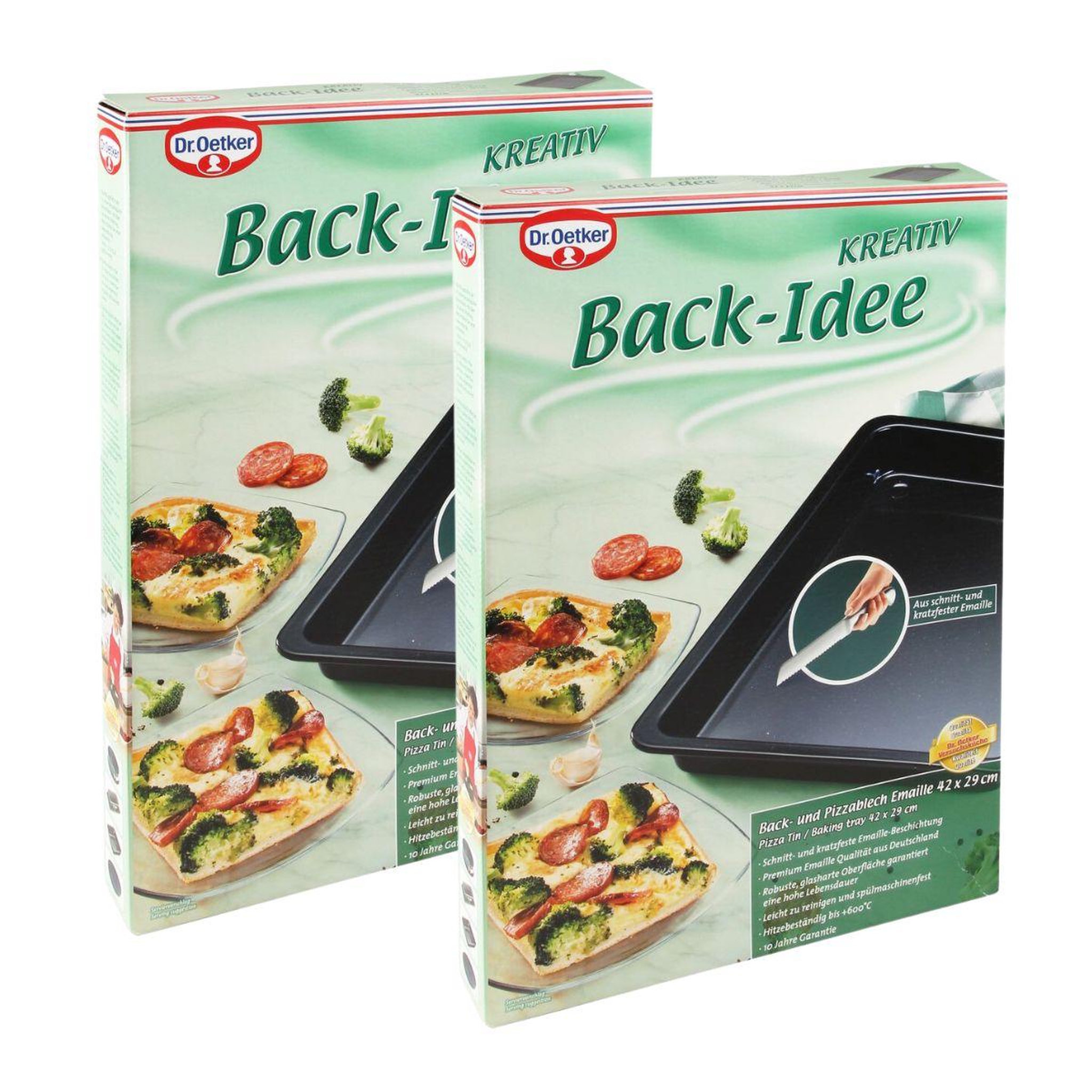 Voir la diapositive 4 : DR.OETKER Lot de 2 plats de cuisson pizza au four 42 x 29 cm dr. Oetker back-idee kreativ