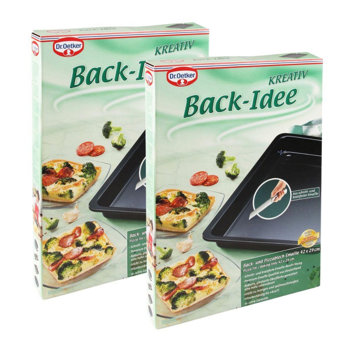 DR.OETKER Lot de 2 plats de cuisson pizza au four 42 x 29 cm Dr. Oetker Back-Idee Kreativ