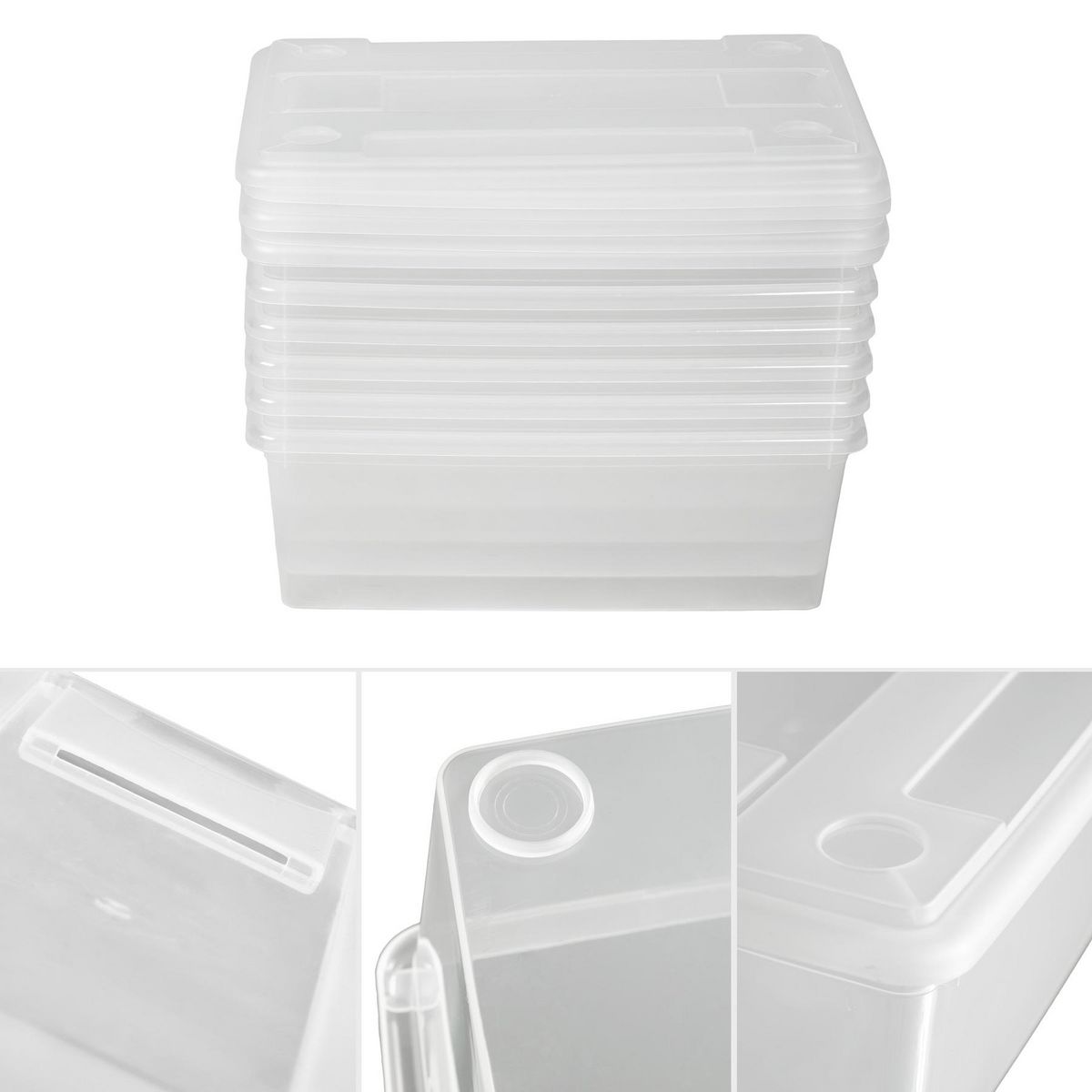 tectake Lot de 12 boîtes de rangement pratiques et polyvalentes pour chaussures avec couvercle blanc transparent