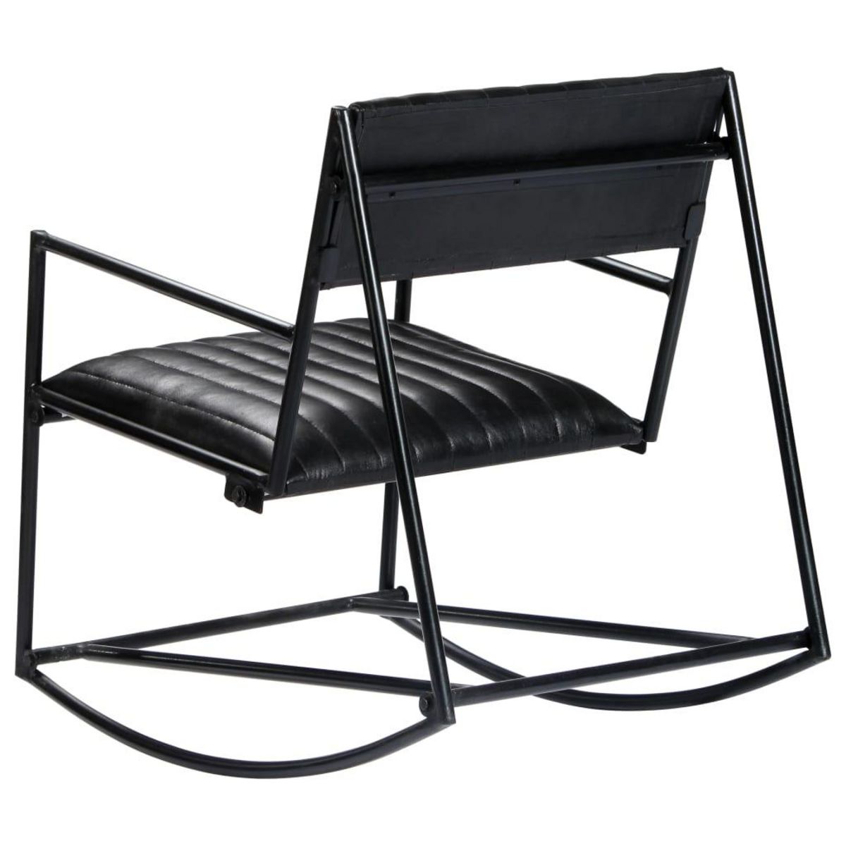VIDAXL Chaise a bascule Noir Cuir veritable