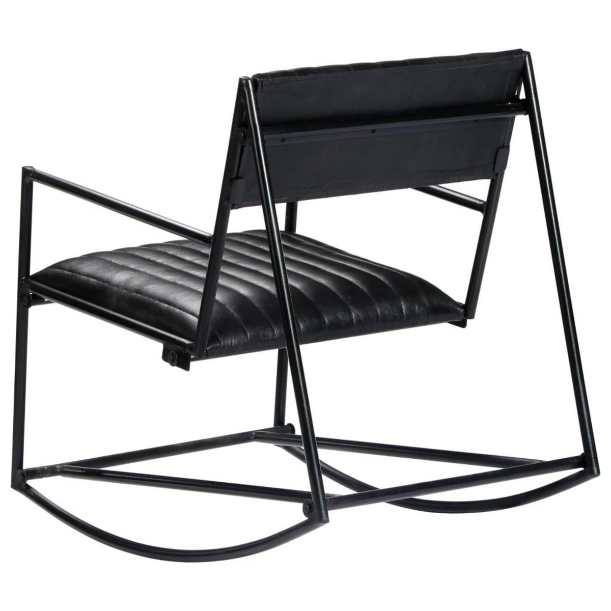 VIDAXL Chaise a bascule Noir Cuir veritable