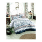 GENERIQUE Parure de lit - 1 housse de couette 220 x 240 cm + 2 taies d'oreiller 60 x 60 cm - 100% coton renforcé - Bleu