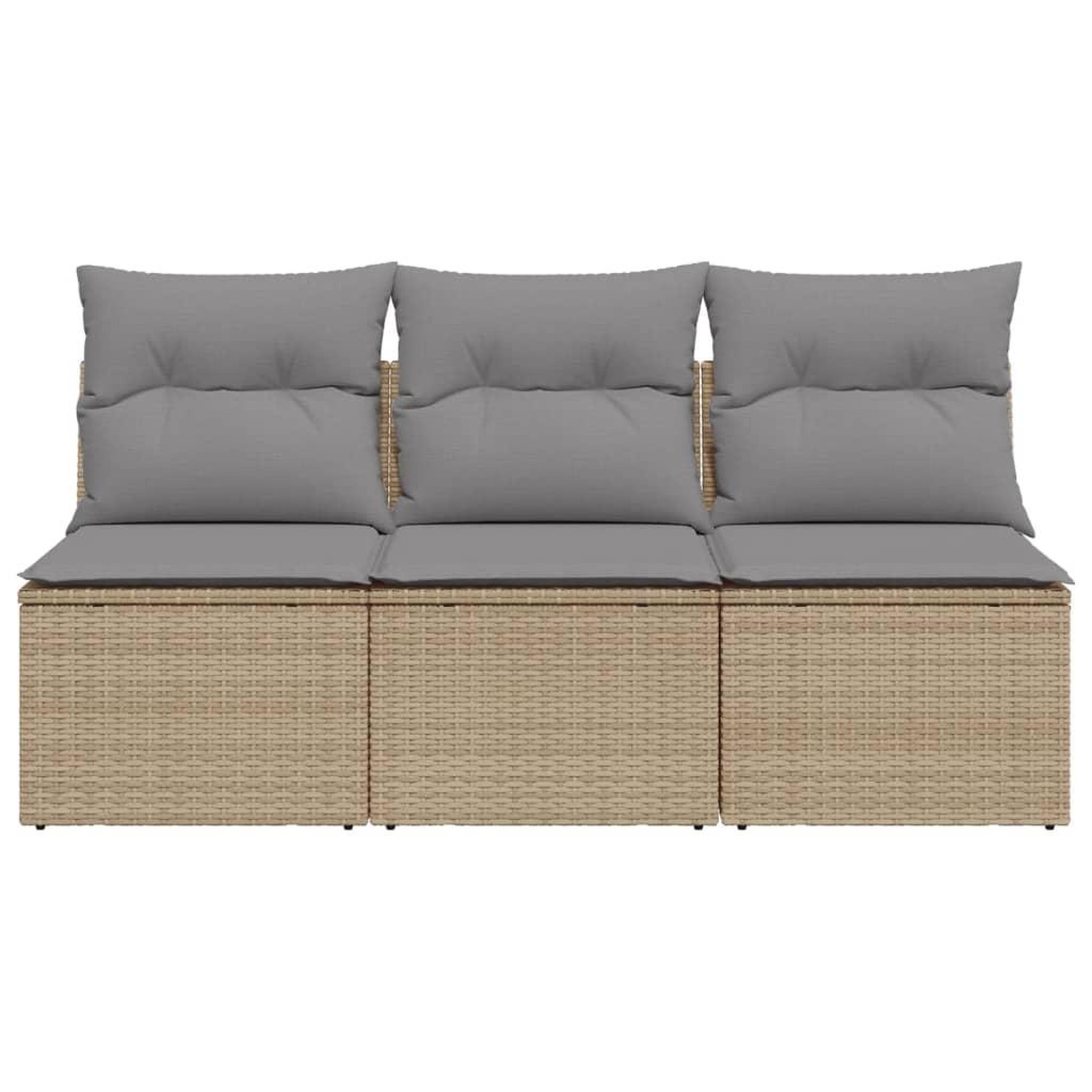 Voir la diapositive 4 : VIDAXL Canape de jardin avec coussins 3 places beige resine tressee